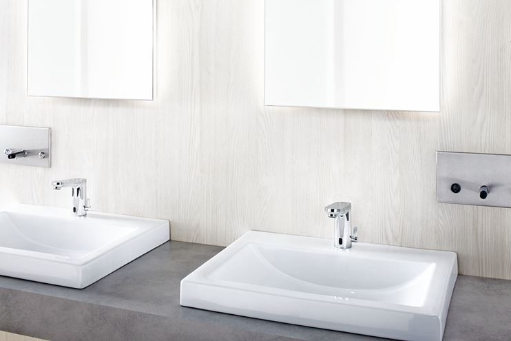 GROHE EUROSMART COSMOPOLITAN E umyvadlová senzorová baterie s regulací teploty, napájení z baterie, Water Saving, chrom 36327001 Obrázek - fotka