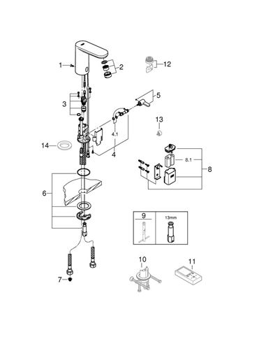 GROHE EUROSMART COSMOPOLITAN E umyvadlová senzorová baterie s regulací teploty, napájení z baterie, Water Saving, chrom 36327001 Obrázek - fotka