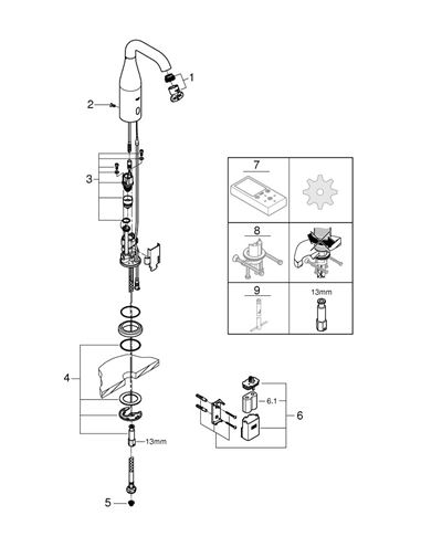 GROHE ESSENCE E umyvadlová senzorová baterie pro jednu vodu, napájení ze sítě, chrom 36446000 Obrázek - fotka