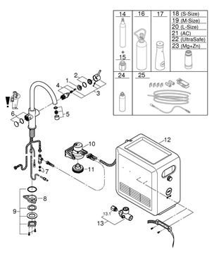 GROHE BLUE PROFESSIONAL dřezové elektronická baterie, s filtračním a chladícím zařízením, Bluetooth, napájení ze sítě, chrom 31323002 Obrázek - fotka