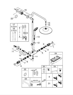 GROHE EUPHORIA SYSTEM 260 sprchový set s termostatickou baterií, horní sprcha, ruční sprcha se 3 proudy, tyč, hadice, chrom 27615002 Obrázek - fotka