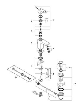GROHE EUROCUBE umyvadlová stojánková baterie, s odtokovou soupravou, chrom 2312700E Obrázek - fotka