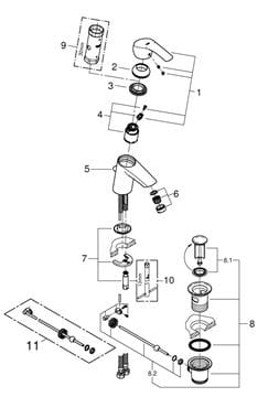 GROHE EUROSMART NEW umyvadlová stojánková baterie, s odtokovou soupravou, chrom 33265002 Obrázek - fotka