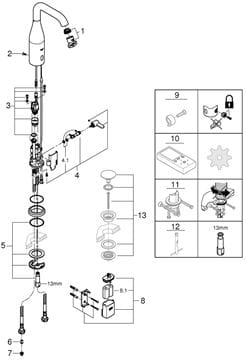 GROHE ESSENCE E umyvadlová senzorová baterie s regulací teploty, napájení z baterie, chrom 36445000 Obrázek - fotka