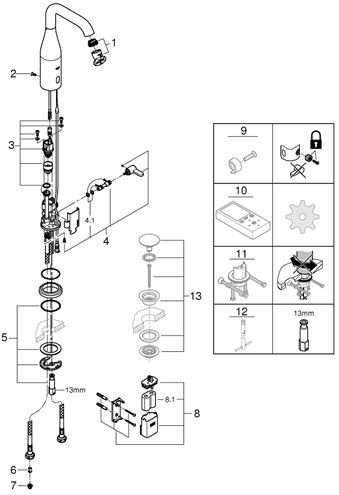 GROHE ESSENCE E umyvadlová senzorová baterie s regulací teploty, napájení z baterie, chrom 36445000 Obrázek - fotka