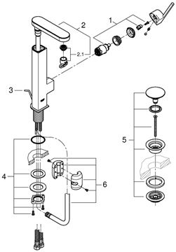 GROHE PLUS umyvadlová stojánková baterie, s odtokovou soupravou, chrom 23844003 Obrázek - fotka