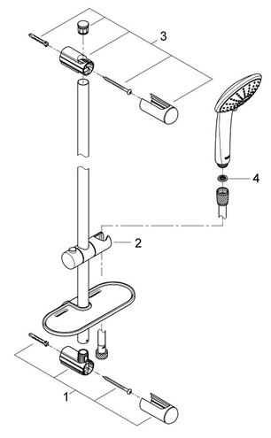 GROHE EUPHORIA 110 MASSAGE sprchová souprava 4-dílná, ruční sprcha pr. 110 mm, 3 proudy, tyč, hadice, polička, chrom 27226001 Obrázek - fotka