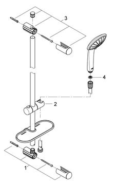 GROHE EUPHORIA 110 CHAMPAGNE sprchová souprava 4-dílná, ruční sprcha pr. 110 mm, 3 proudy, tyč, hadice, polička, chrom 27232001 Obrázek - fotka