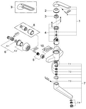 GROHE EUROECO SPECIAL umyvadlová nástěnná baterie, chrom 32773000 Obrázek - fotka