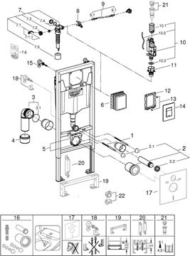 GROHE RAPID SL montážní prvek pro WC 113 cm, se splachovací nádržkou a s tlačítkem Skate Cosmopolitan, chrom 38772001 Obrázek - fotka