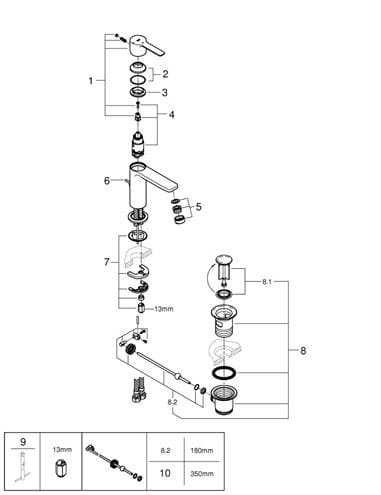 GROHE LINEARE umyvadlová stojánková baterie, s odtokovou soupravou, Water Saving, SilkMove ES, chrom 23790001 Obrázek - fotka