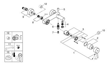 GROHE CONCETTO vanová nástěnná baterie, s přepínačem, chrom 32211001 Obrázek - fotka