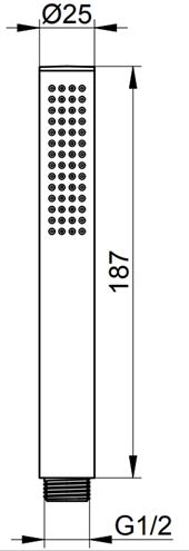 KEUCO EDITION ATELIER ruční sprcha 187 mm, černý chrom kartáčovaný 56080130100 Technický nákres