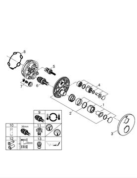 GROHE GROHTHERM vanová podomítková termostatická baterie, pro 2 spotřebiče, chrom 24077000 Obrázek - fotka