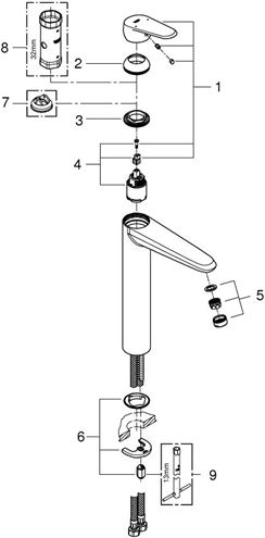GROHE EURODISC COSMOPOLITAN umyvadlová stojánková baterie, chrom 23432000 Obrázek - fotka
