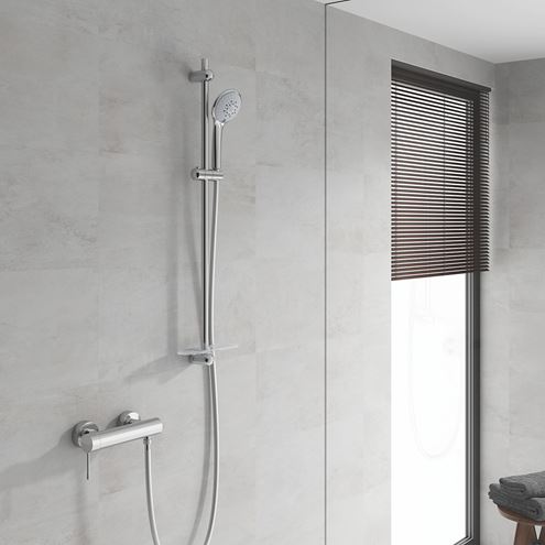 GROHE EUPHORIA 110 CHAMPAGNE sprchová souprava 4-dílná, ruční sprcha pr. 110 mm, 3 proudy, tyč, hadice, polička, chrom 27227001 Obrázek - fotka
