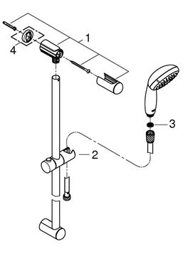 GROHE NEW TEMPESTA 100 sprchová souprava 3-dílná, ruční sprcha pr. 100 mm, 3 proudy, tyč a hadice, chrom 27794001 Obrázek - fotka