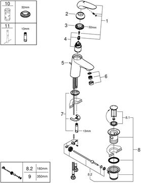 GROHE EUROSTYLE umyvadlová stojánková baterie, s odtokovou soupravou, chrom 23707003 Obrázek - fotka