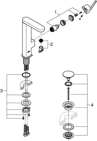 GROHE PLUS umyvadlová stojánková baterie, s odtokovou soupravou, chrom 23873003 Obrázek - fotka