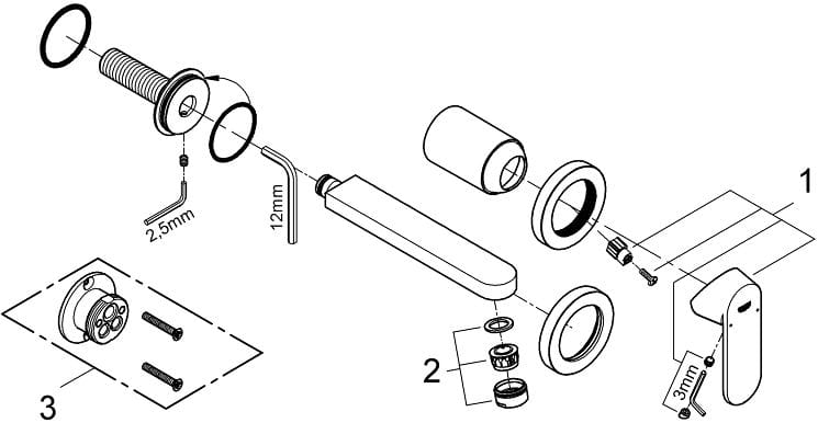 GROHE EUROSMART COSMOPOLITAN umyvadlová podomítková baterie, chrom 19381000 Obrázek - fotka