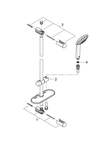 GROHE EUPHORIA 110 MONO sprchová souprava 4-dílná, ruční sprcha pr. 115 mm, tyč, hadice, polička, chrom 27266001 Obrázek - fotka