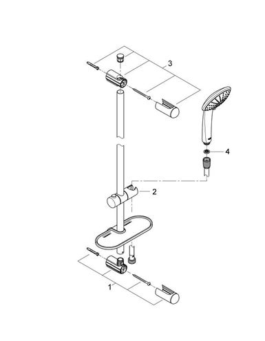 GROHE EUPHORIA 110 MONO sprchová souprava 4-dílná, ruční sprcha pr. 110 mm, tyč, hadice, polička, chrom 27267001 Obrázek - fotka