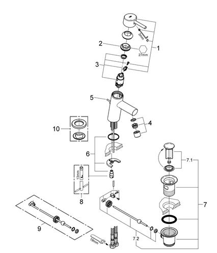 GROHE CONCETTO umyvadlová stojánková baterie, s odtokovou soupravou, chrom 32204001 Obrázek - fotka