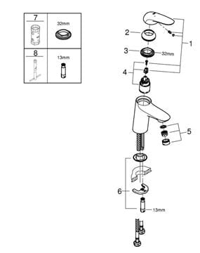 GROHE EUROSTYLE umyvadlová stojánková baterie, chrom 23715003 Obrázek - fotka