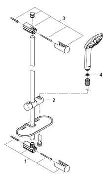GROHE EUPHORIA 110 MASSAGE sprchová souprava 4-dílná, ruční sprcha pr. 110 mm, 3 proudy, tyč, hadice, polička, kartáčovaný hard graphite 27226AL1 Obrázek - fotka