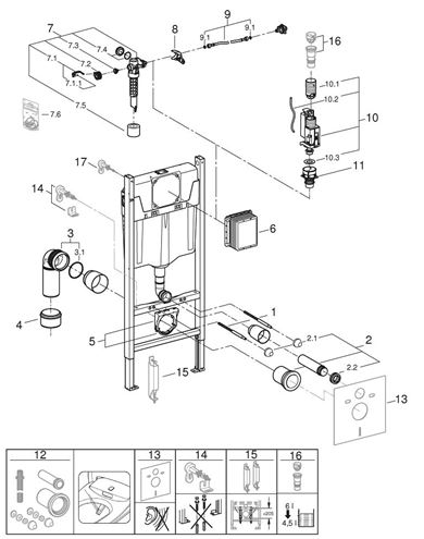 GROHE RAPID SL PROJECT montážní prvek pro WC 113 cm, se splachovací nádržkou 38840000 Obrázek - fotka