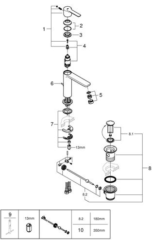 GROHE LINEARE umyvadlová stojánková baterie, s odtokovou soupravou, chrom 32114001 Obrázek - fotka