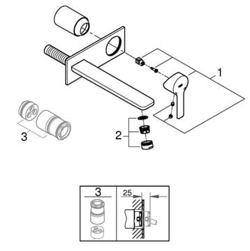 GROHE LINEARE umyvadlová podomítková baterie, chrom 23444001 Obrázek - fotka