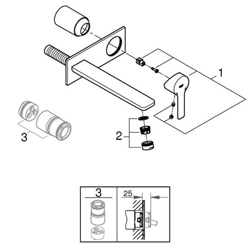 GROHE LINEARE umyvadlová podomítková baterie, chrom 23444001 Obrázek - fotka
