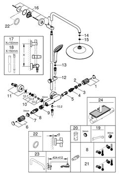 GROHE EUPHORIA SYSTEM 260 sprchový set s termostatickou baterií, horní sprcha, ruční sprcha se 3 proudy, tyč, hadice, chrom 27296003 Obrázek - fotka