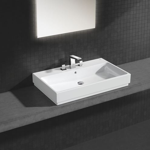 GROHE CUBE CERAMIC umyvadlo na desku 80 cm, s otvorem pro baterii a přepadem, PureGuard 3947600H Obrázek - fotka