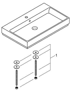 GROHE CUBE CERAMIC umyvadlo na desku 80 cm, s otvorem pro baterii a přepadem, PureGuard 3947600H Obrázek - fotka