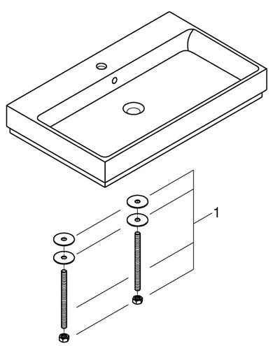 GROHE CUBE CERAMIC umyvadlo na desku 80 cm, s otvorem pro baterii a přepadem, PureGuard 3947600H Obrázek - fotka