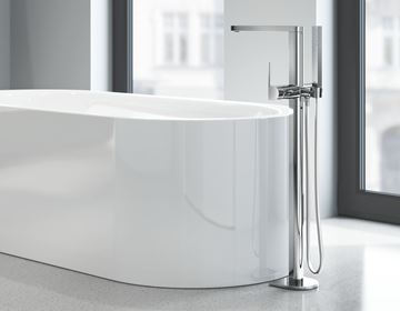 GROHE PLUS vanová baterie na podlahu, s přepínačem, se sprchovou soupravou, chrom 23846003 Obrázek - fotka