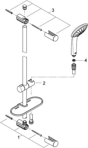 GROHE EUPHORIA 110 MASSAGE sprchová souprava 4-dílná, ruční sprcha pr. 110 mm, 3 proudy, tyč, hadice, polička, Water Saving, chrom 27243001 Obrázek - fotka