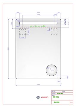 AMIRRO BELLA zrcadlo 60x80 cm, s osvětlením, s kosmetickým zrcátkem 908-021 Technický nákres