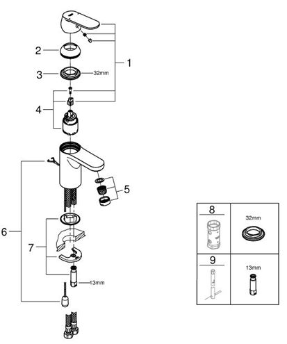 GROHE EUROSMART COSMOPOLITAN umyvadlová stojánková baterie, chrom 3282700E Obrázek - fotka