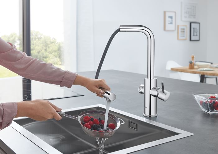 GROHE BLUE HOME dřezová elektronická baterie, s vytahovací koncovkou, s filtračním a chladícím zařízením, Bluetooth, napájení ze sítě, chrom 31539000 Obrázek - fotka