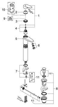 GROHE EURODISC COSMOPOLITAN umyvadlová stojánková baterie, s odtokovou soupravou, chrom 23055002 Obrázek - fotka