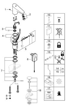 GROHE EUROPLUS E umyvadlová senzorová baterie s regulací vody, napájení ze sítě, chrom 36015001 Obrázek - fotka