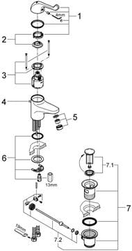 GROHE EUROECO SPECIAL umyvadlová stojánková baterie, s odtokovou soupravou, chrom 32788000 Obrázek - fotka