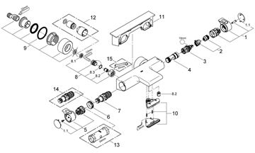 GROHE GROHTHERM 2000 vanová nástěnná termostatická baterie, s přepínačem, chrom 34464001 Obrázek - fotka