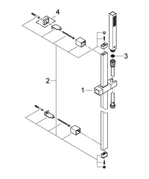 GROHE EUPHORIA CUBE STICK sprchová souprava 3-dílná, ruční sprcha 216 mm, tyč, hadice, chrom 27700000 Obrázek - fotka