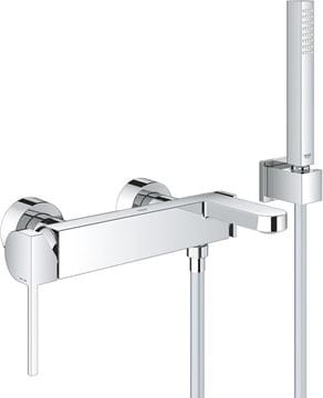 GROHE PLUS vanová nástěnná baterie, s přepínačem, se sprchovou soupravou, chrom