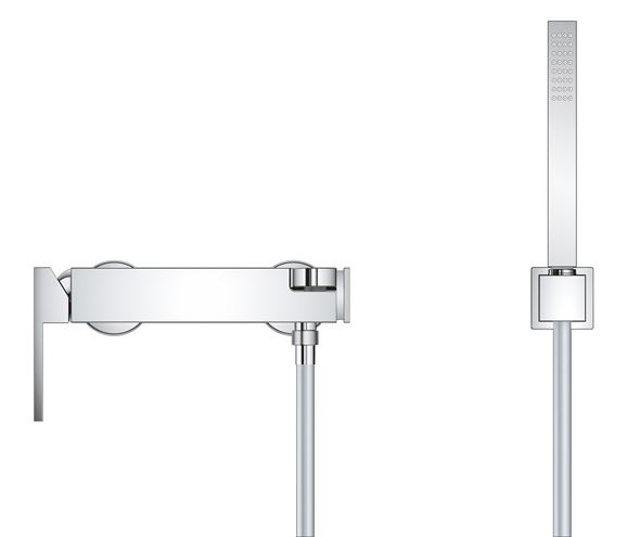 GROHE PLUS vanová nástěnná baterie, s přepínačem, se sprchovou soupravou, chrom 33547003 Obrázek - fotka