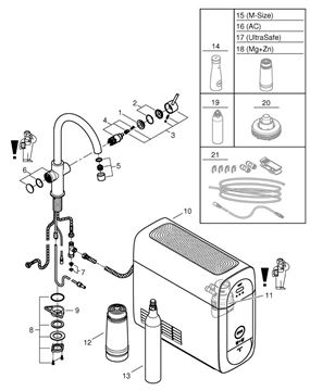 GROHE BLUE HOME dřezová elektronická baterie, s filtračním a chladícím zařízením, Bluetooth, napájení ze sítě, supersteel 31455DC1 Obrázek - fotka